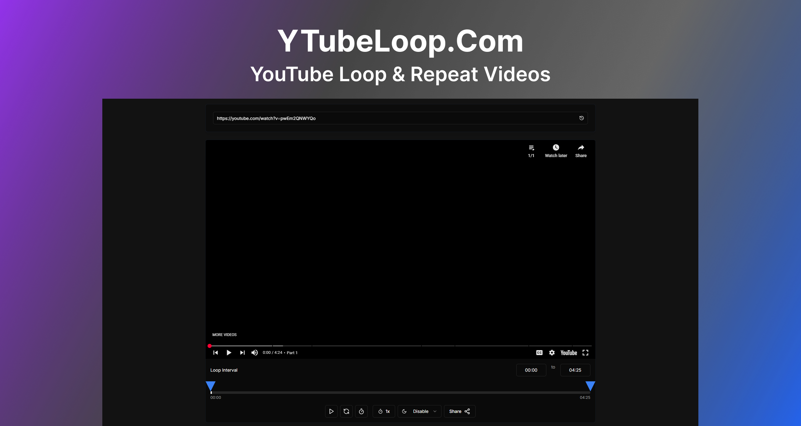 YouTube Loop & Repeat Videos | YTubeLoop